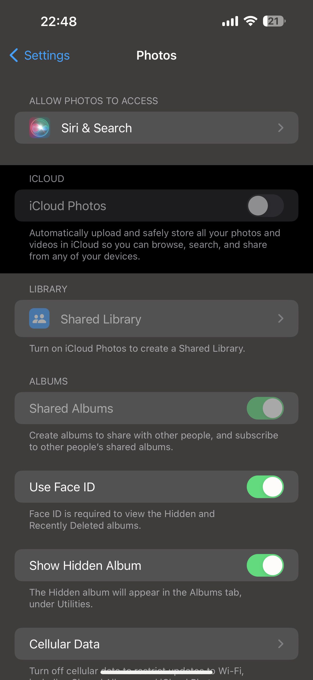 Activating iCloud Photos on iPhone 14 Pro