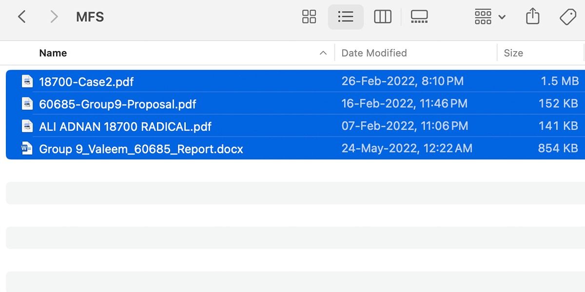 All files selected in Mac