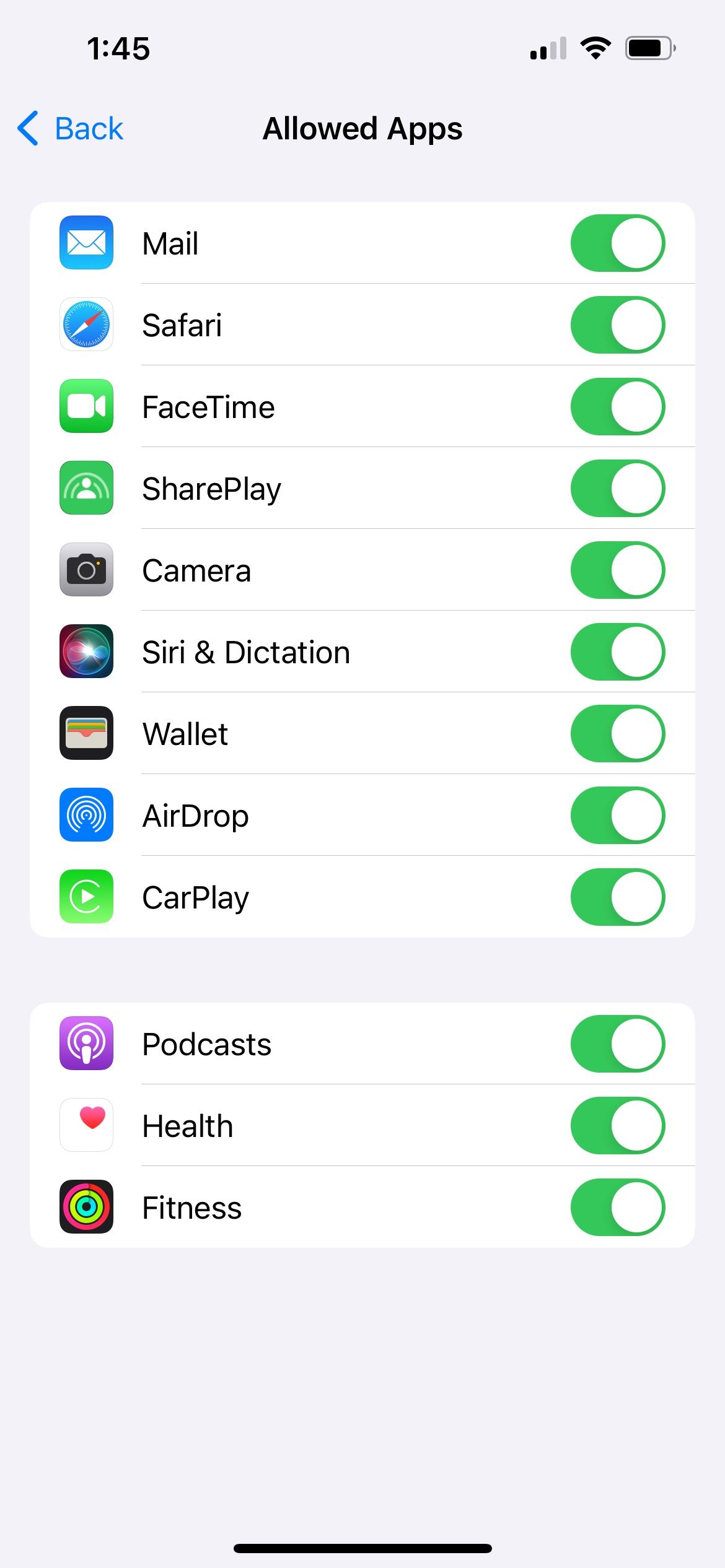 allowed apps in iphone content and privacy restriction settings