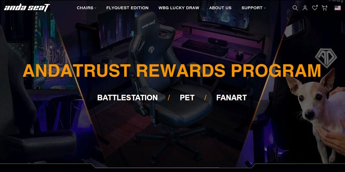 andaseat rewards program website screenshot