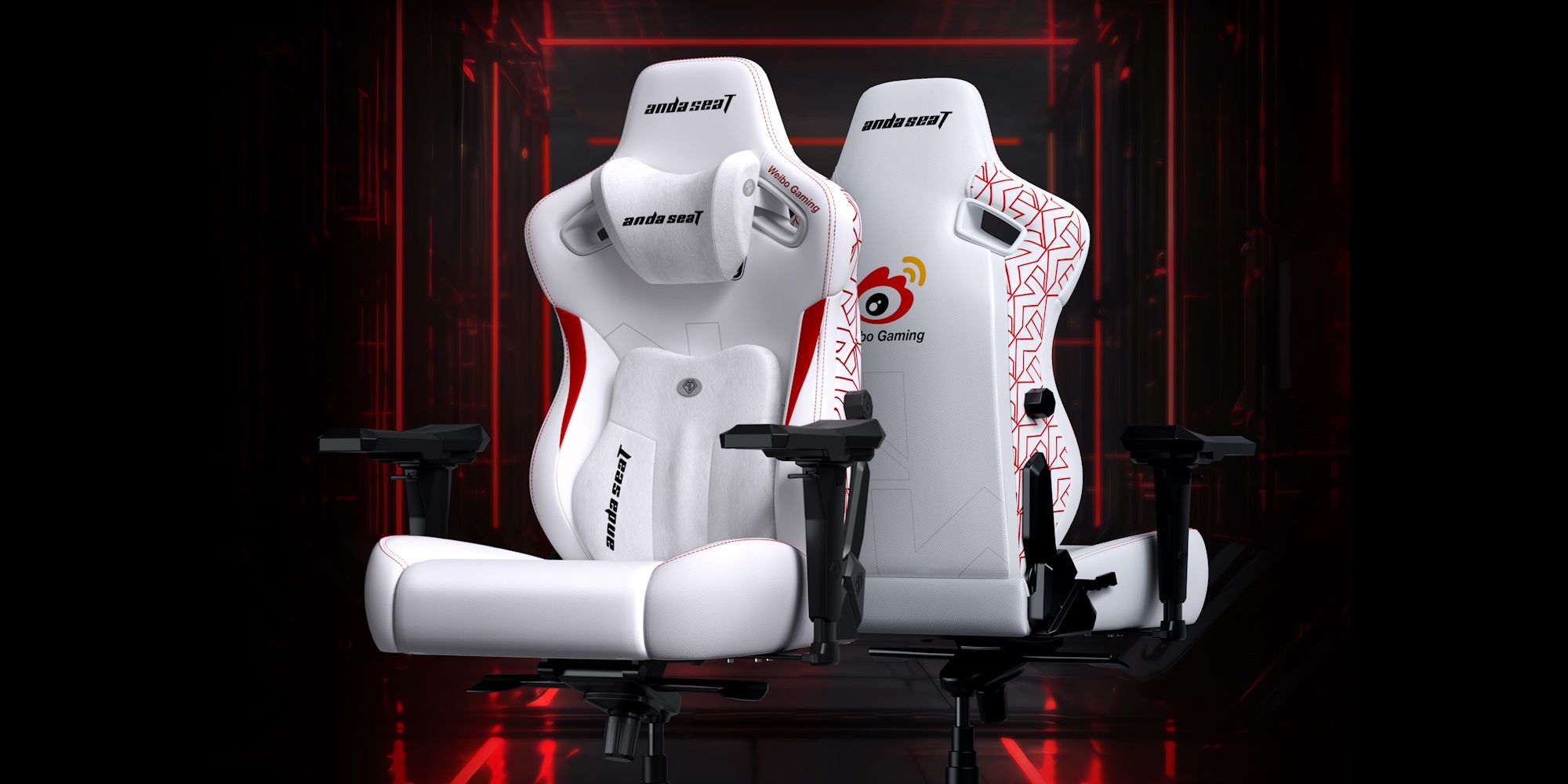 andaseat wbg edition chair in white on red and black background