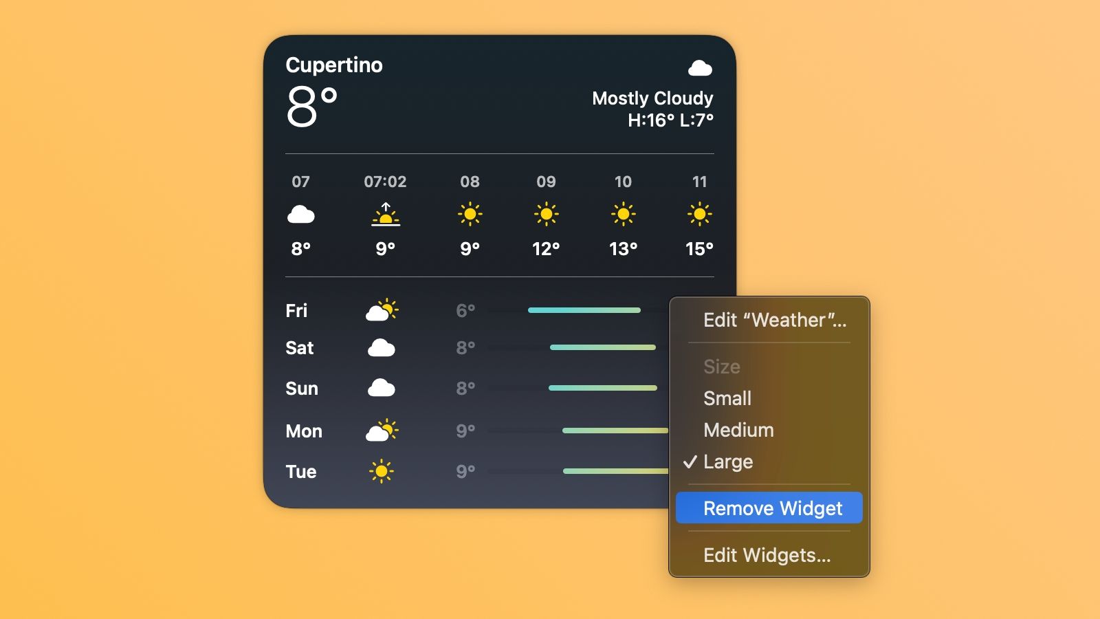 Removing a Weather widget from the Mac desktop