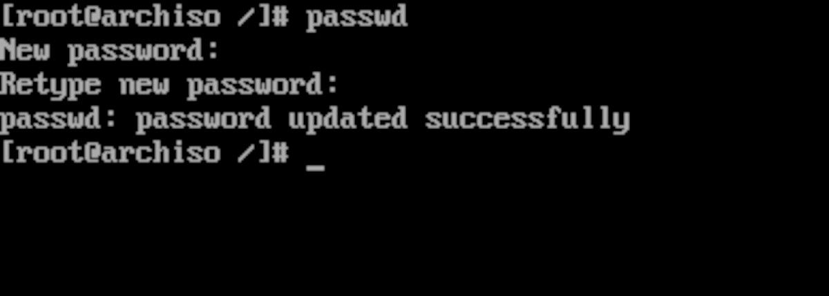 Setting root password with passwd command in Arch