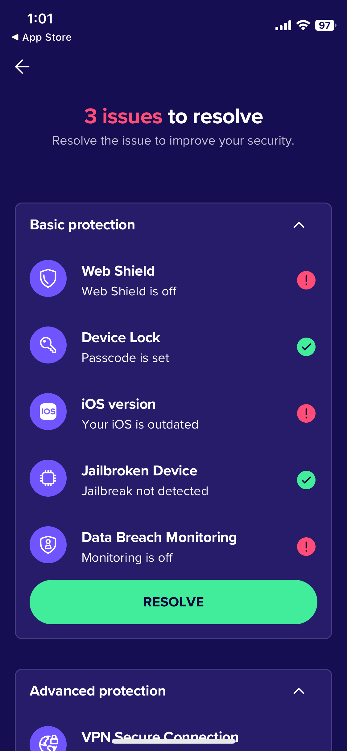 تصویری از اسکن هوشمند Avast پس از اجرا.
