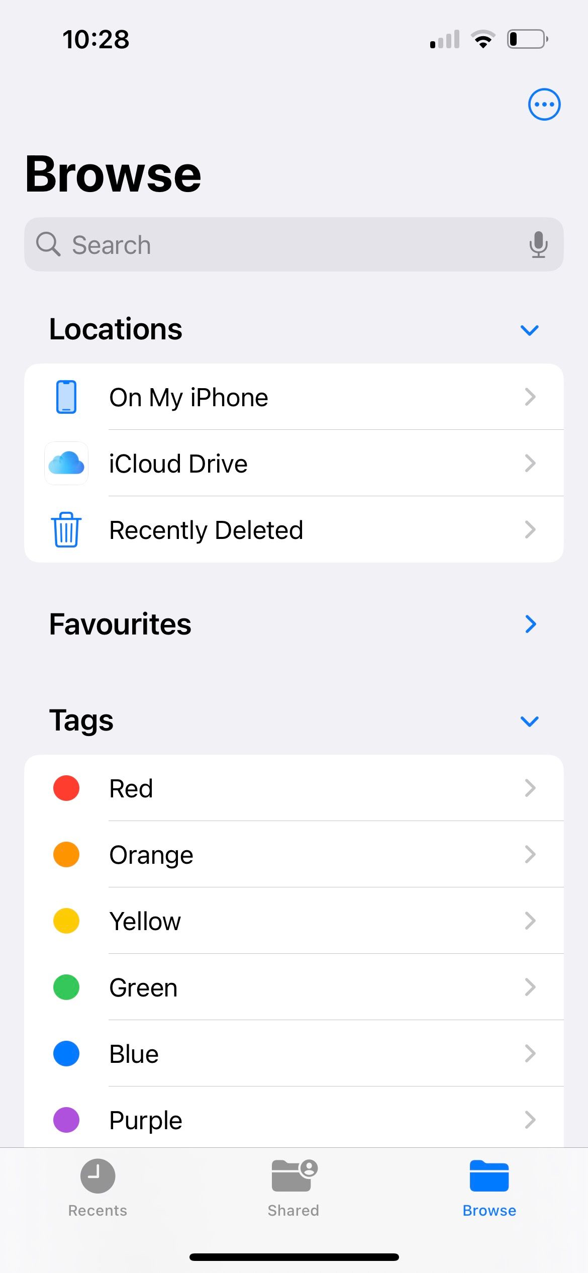 browse tab in iphone files app