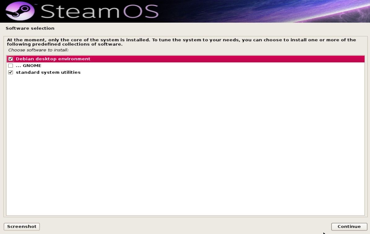 choosing additional collections to install with steamos