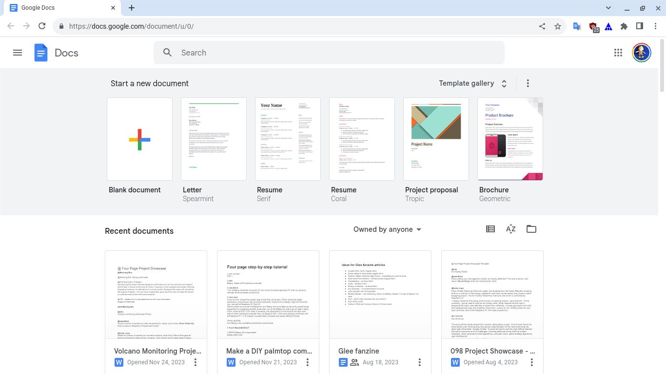 Google Docs در Chromebook