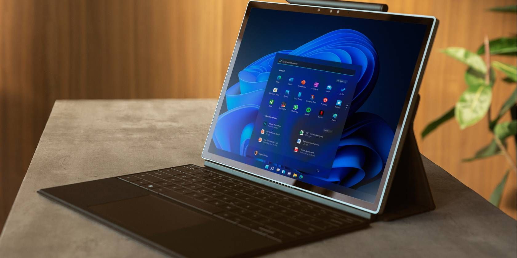 Windows 11 tablet shown on a desk