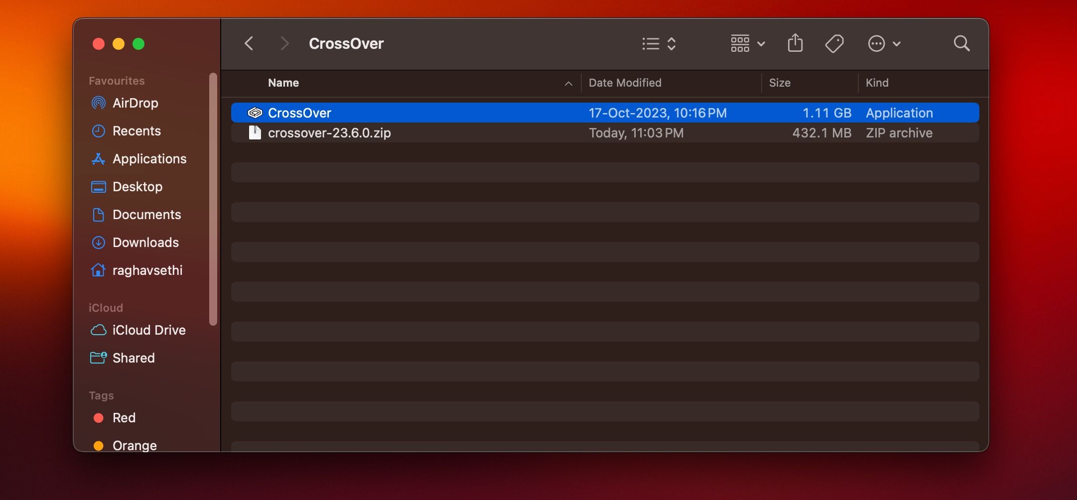 فایل های CrossOver Setup و Application در یک پوشه