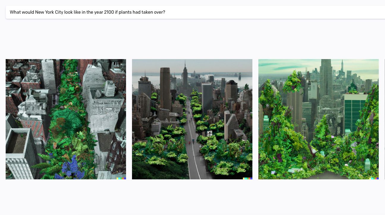 تصویر DALL-E 2 از نیویورک و گیاهان