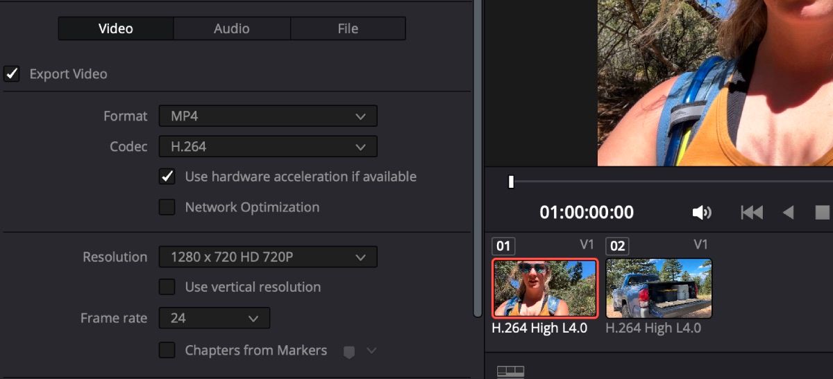 گزینه های تنظیم Rendering DaVinci Resolve برای ویدیو