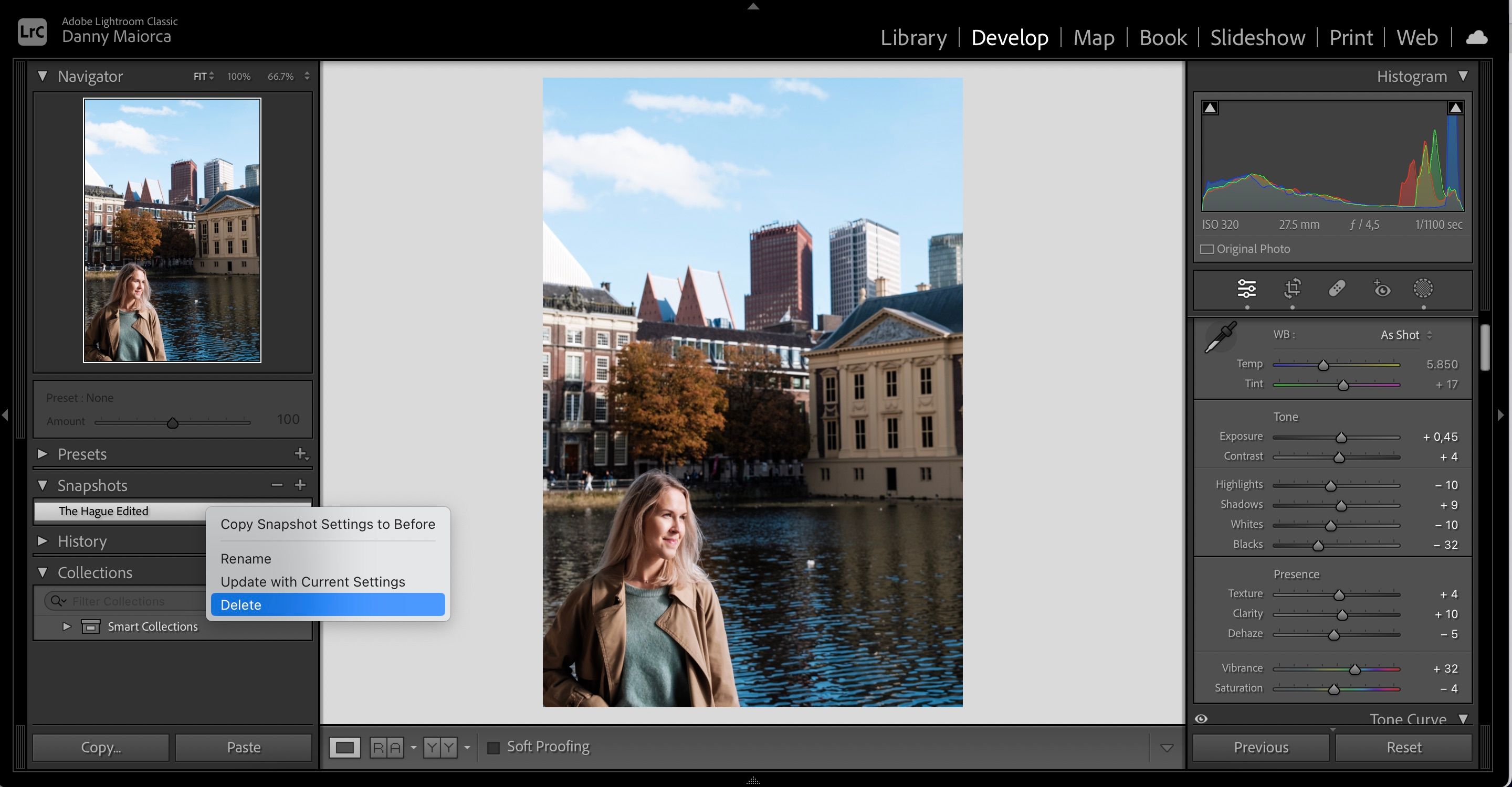 Delete a Snapshot in Adobe Lightroom