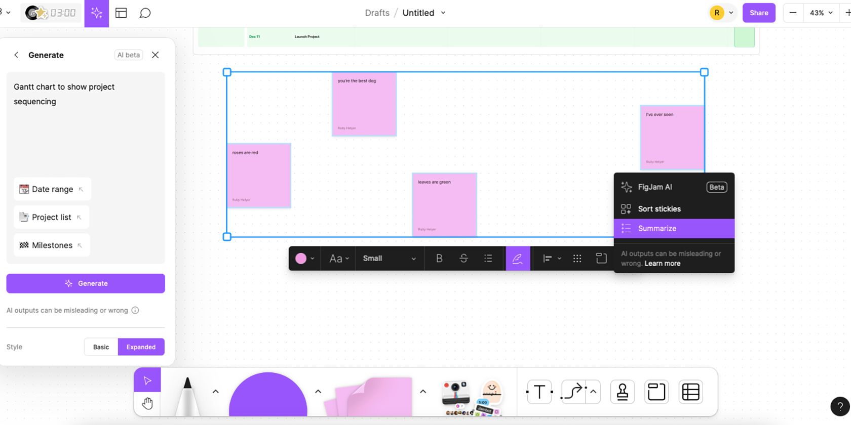 FigJam AI Summarize Tool