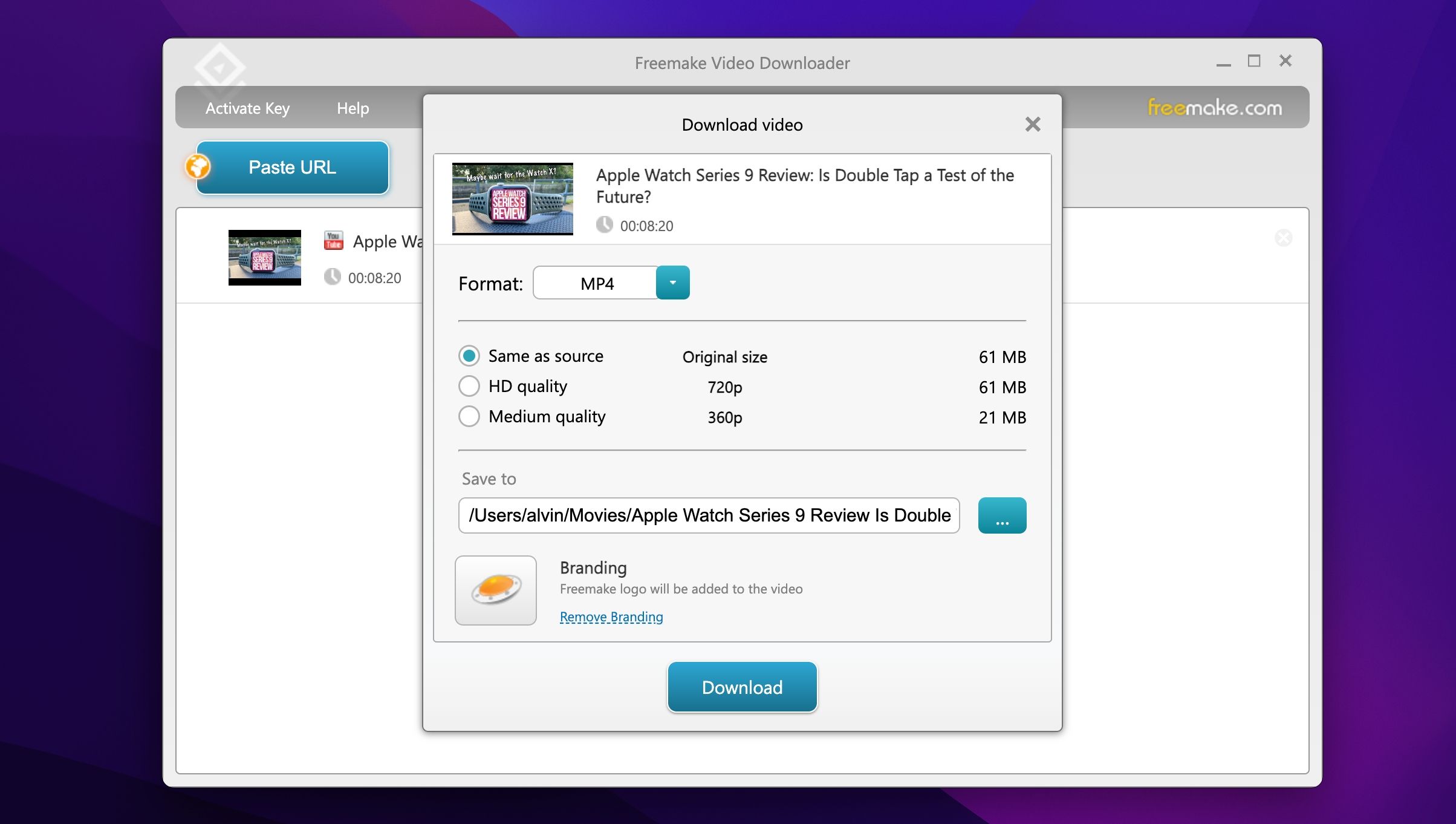 Using Freemake Video Downloader app to download videos on mac