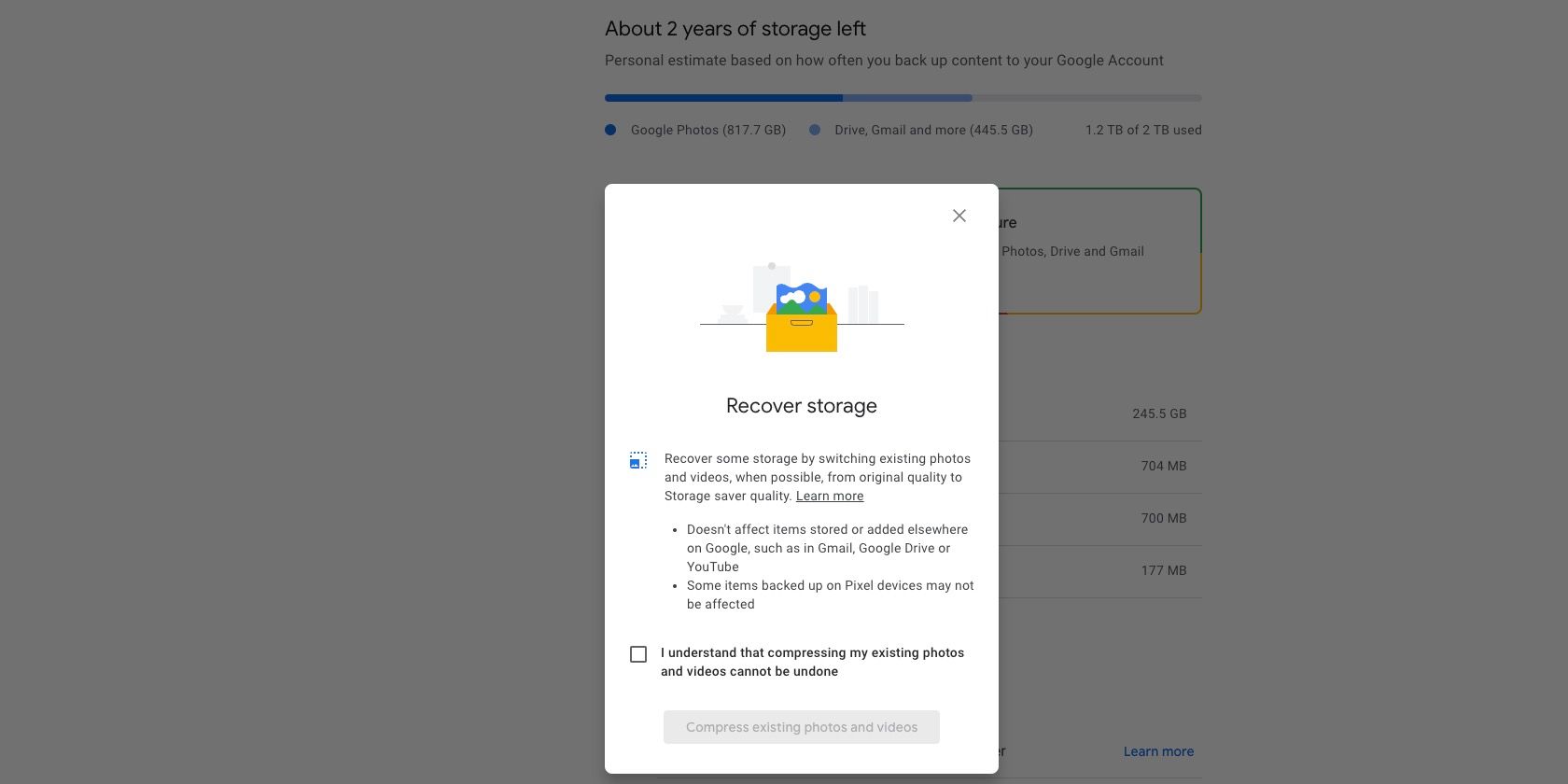 Recuperar almacenamiento en Google Photos usando el modo de ahorro de almacenamiento