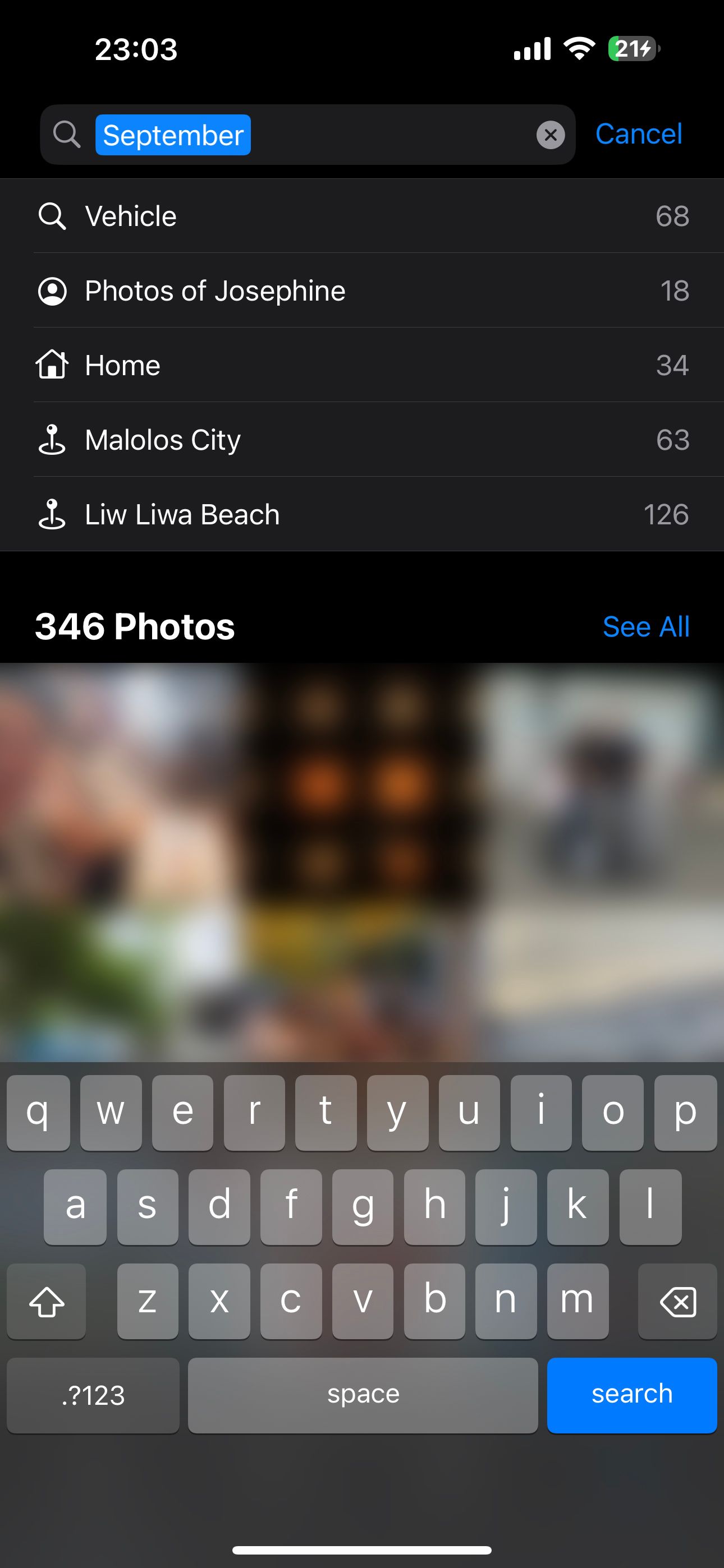 iPhone 14 Pro Photo Library Search by Month