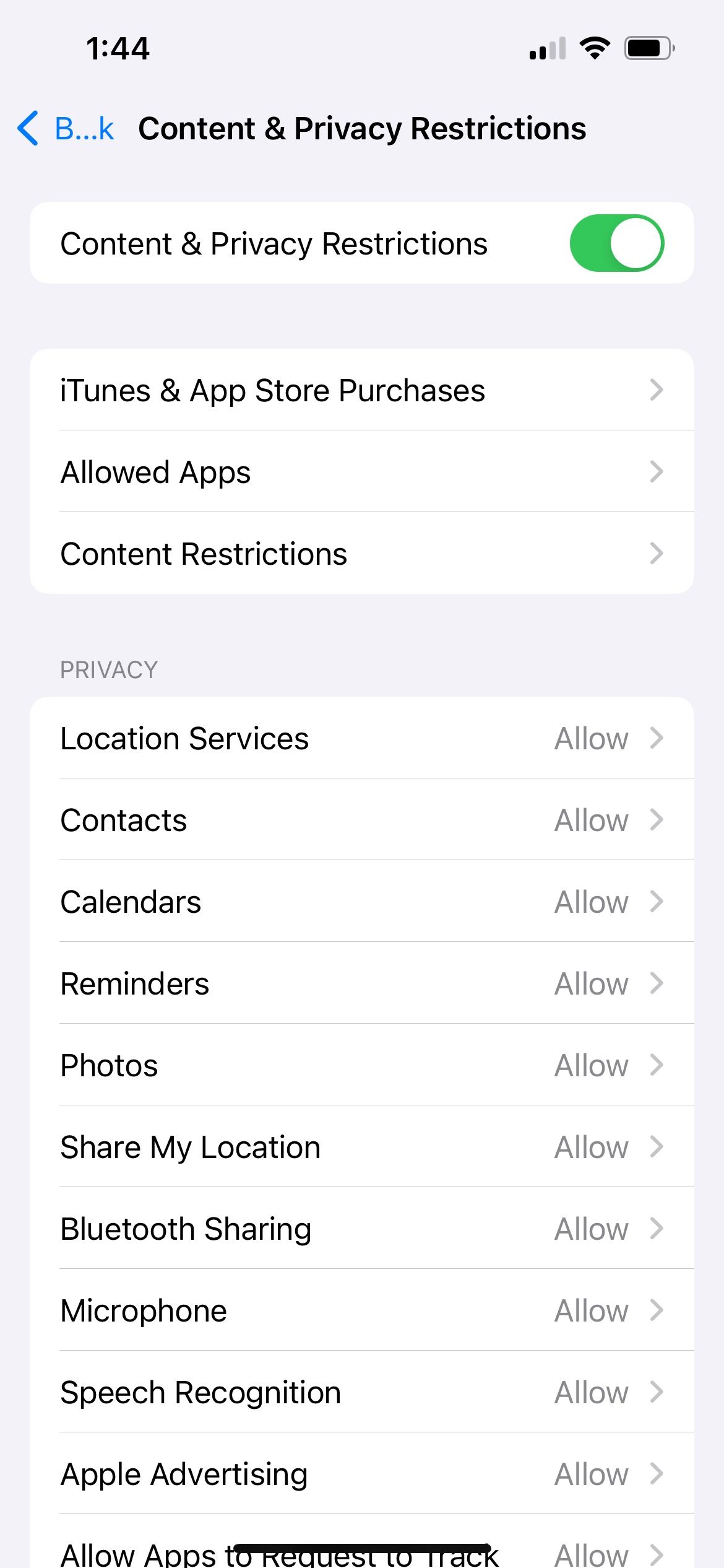 iphone content and privacy restrictions settings