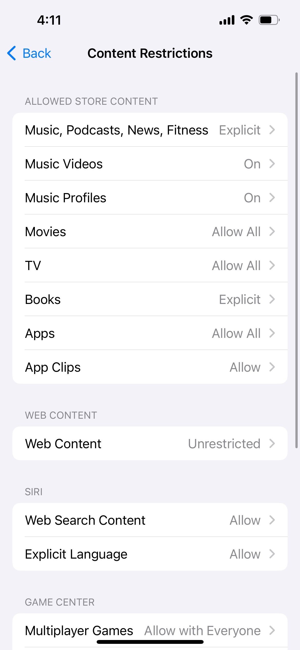 iphone content restriction settings