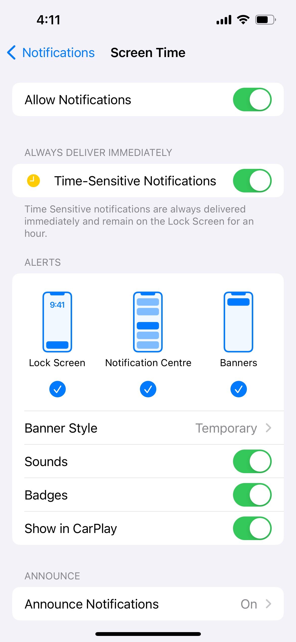 iphone screen time notification settings