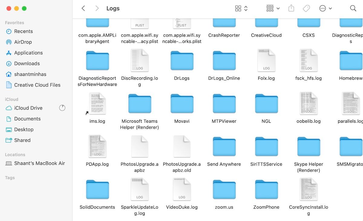 logs folder on mac