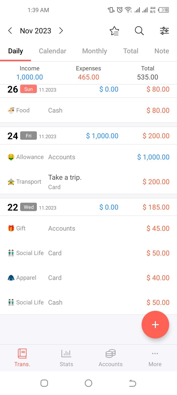 Money Manager Expense app showing a budget 