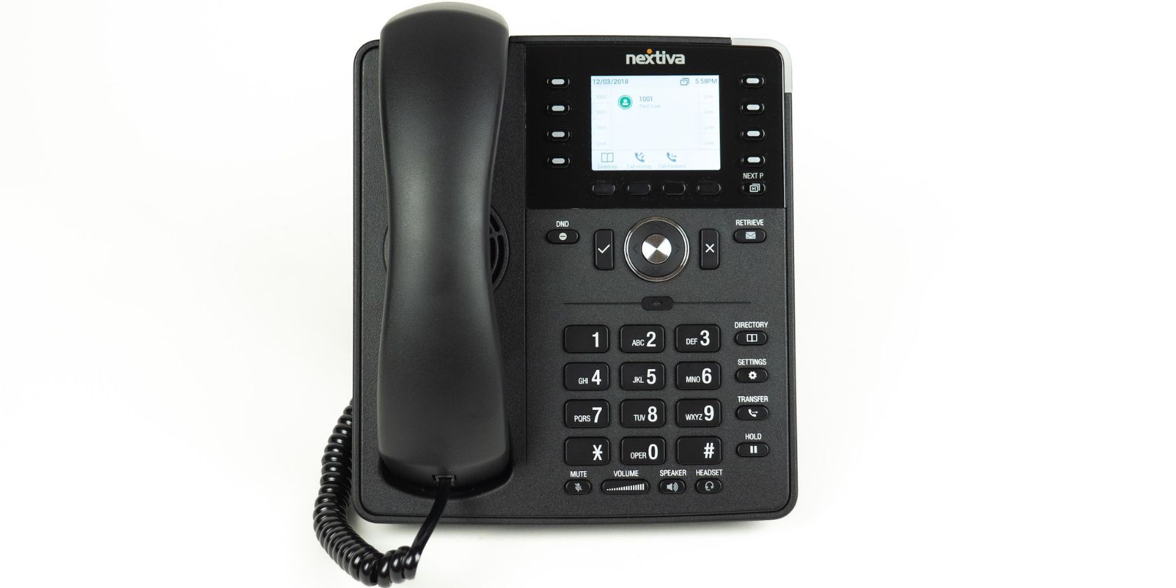 image of black nextiva wired phone 
