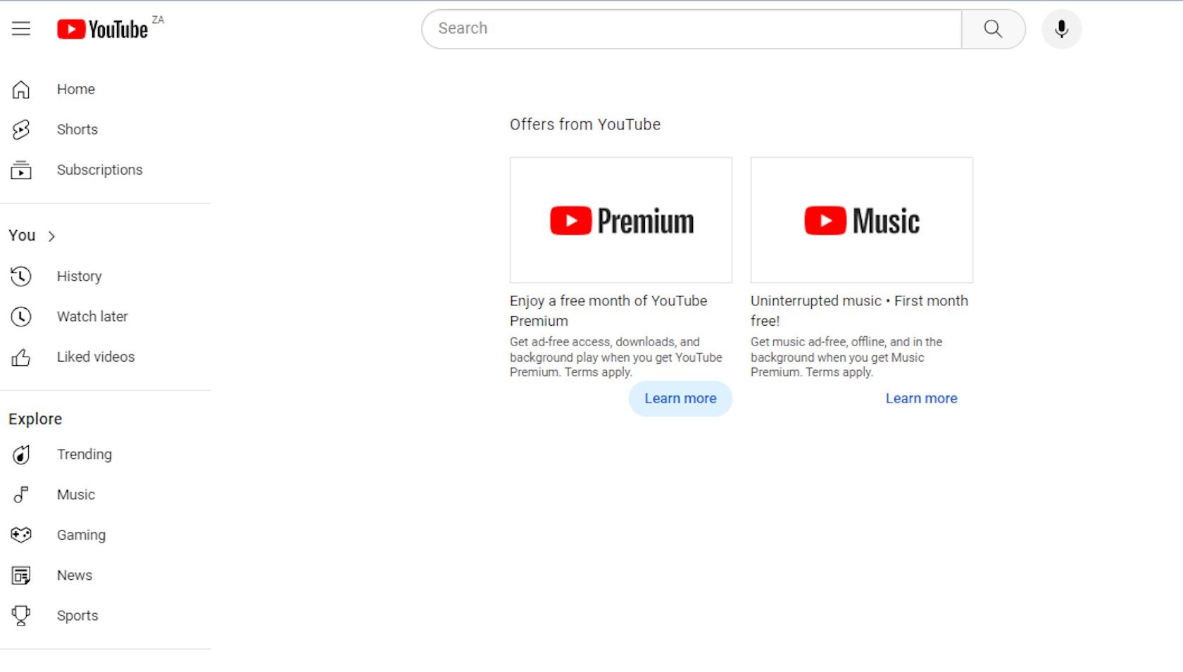 Przeglądarka internetowa YouTube oferuje oferty z serwisu YouTube