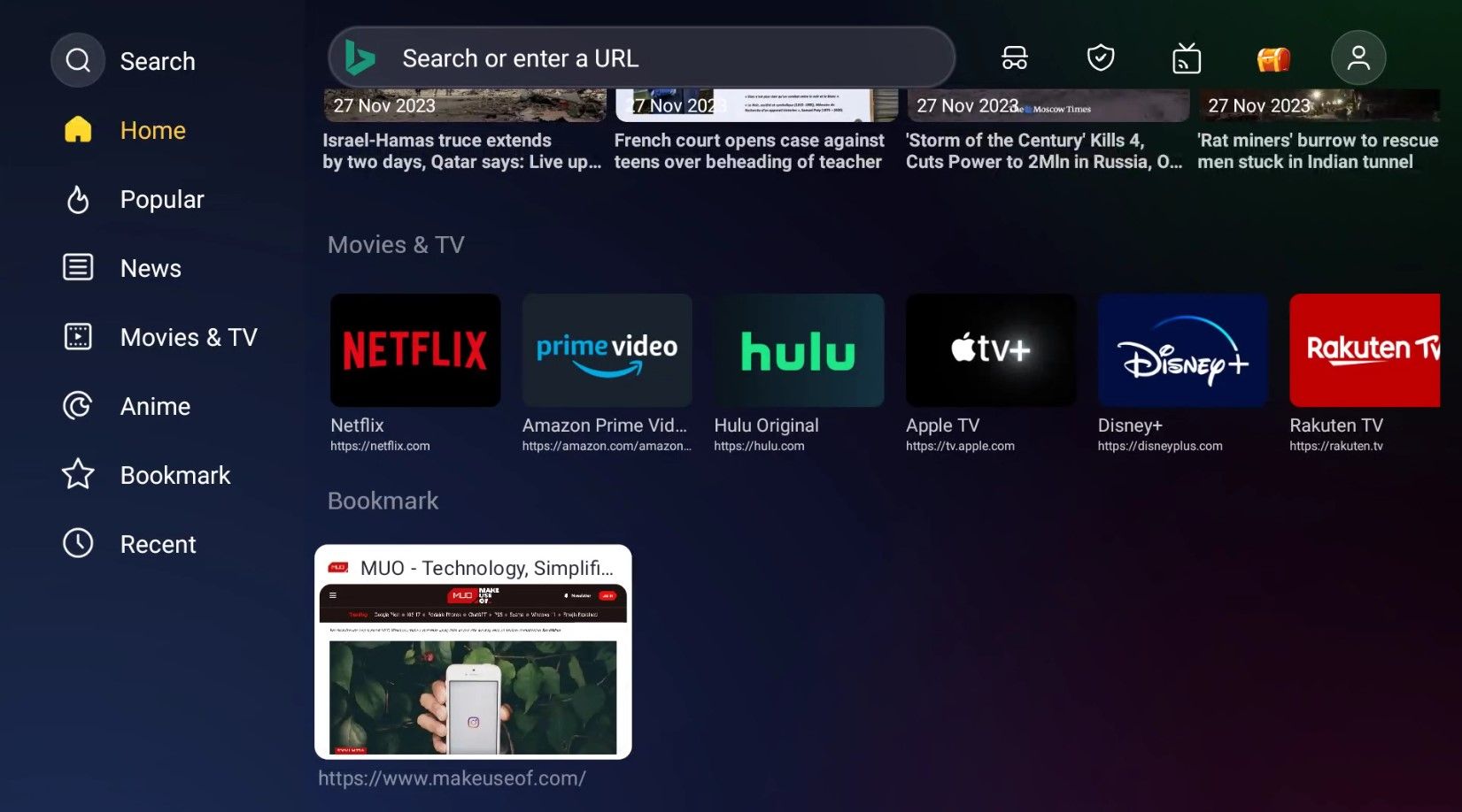 Open TV Browser on Android TV