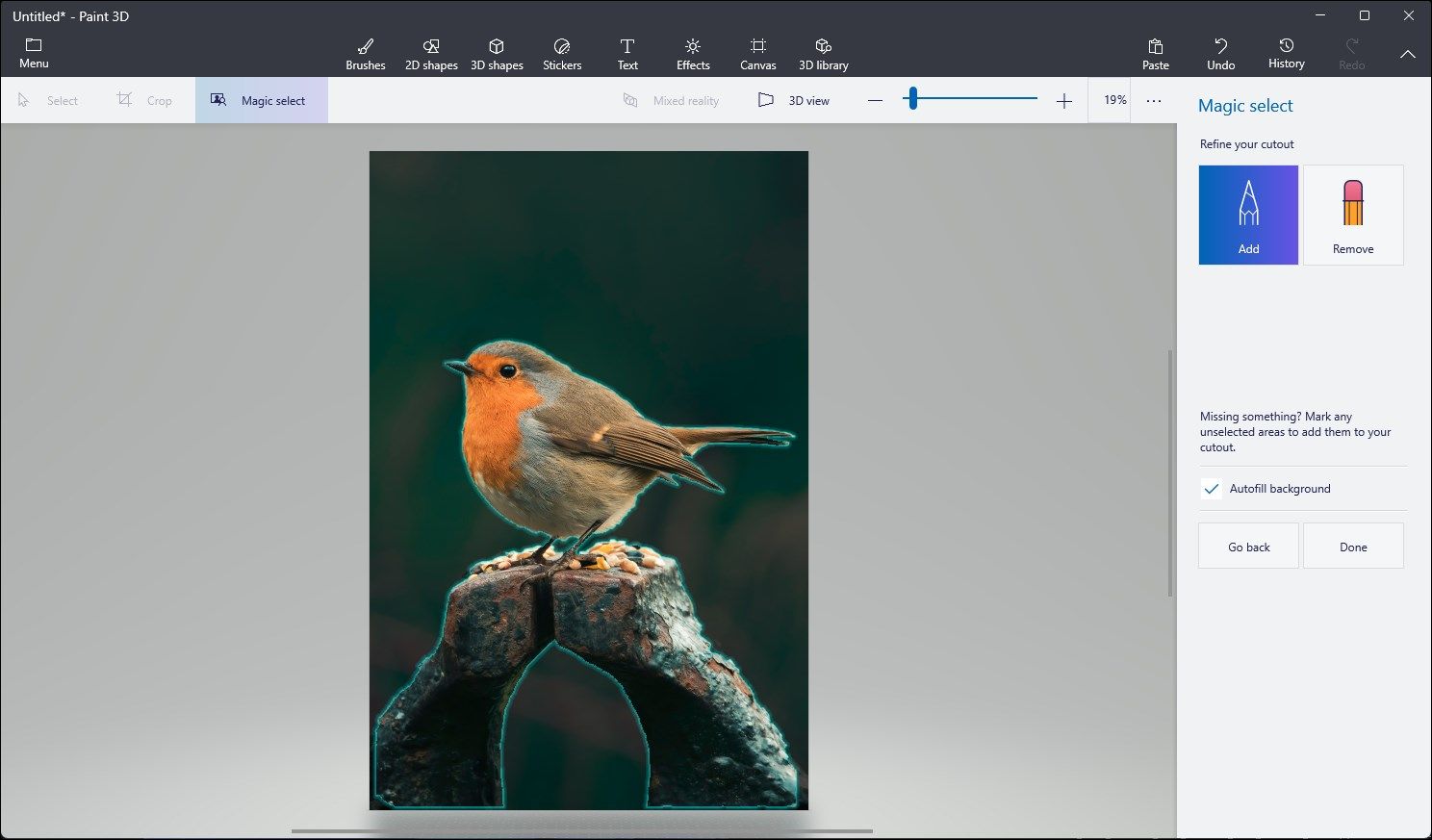Paint 3D App Main Object Cutout Selection In Windows 11