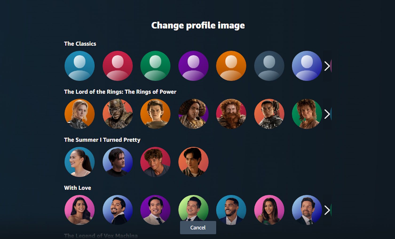 amazon prime video web browser change profile image