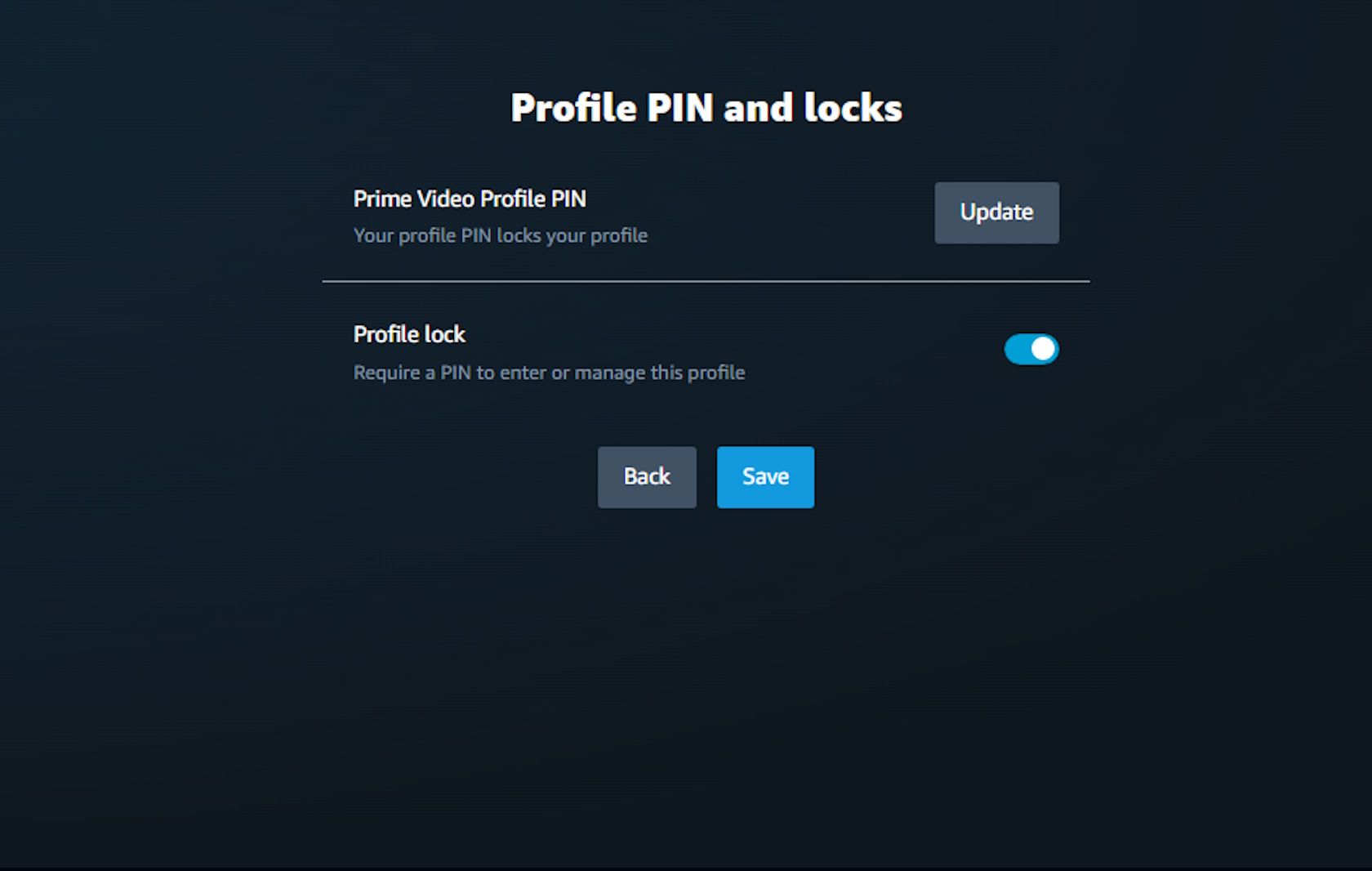 amazon prime video web browser profile PIN and lock