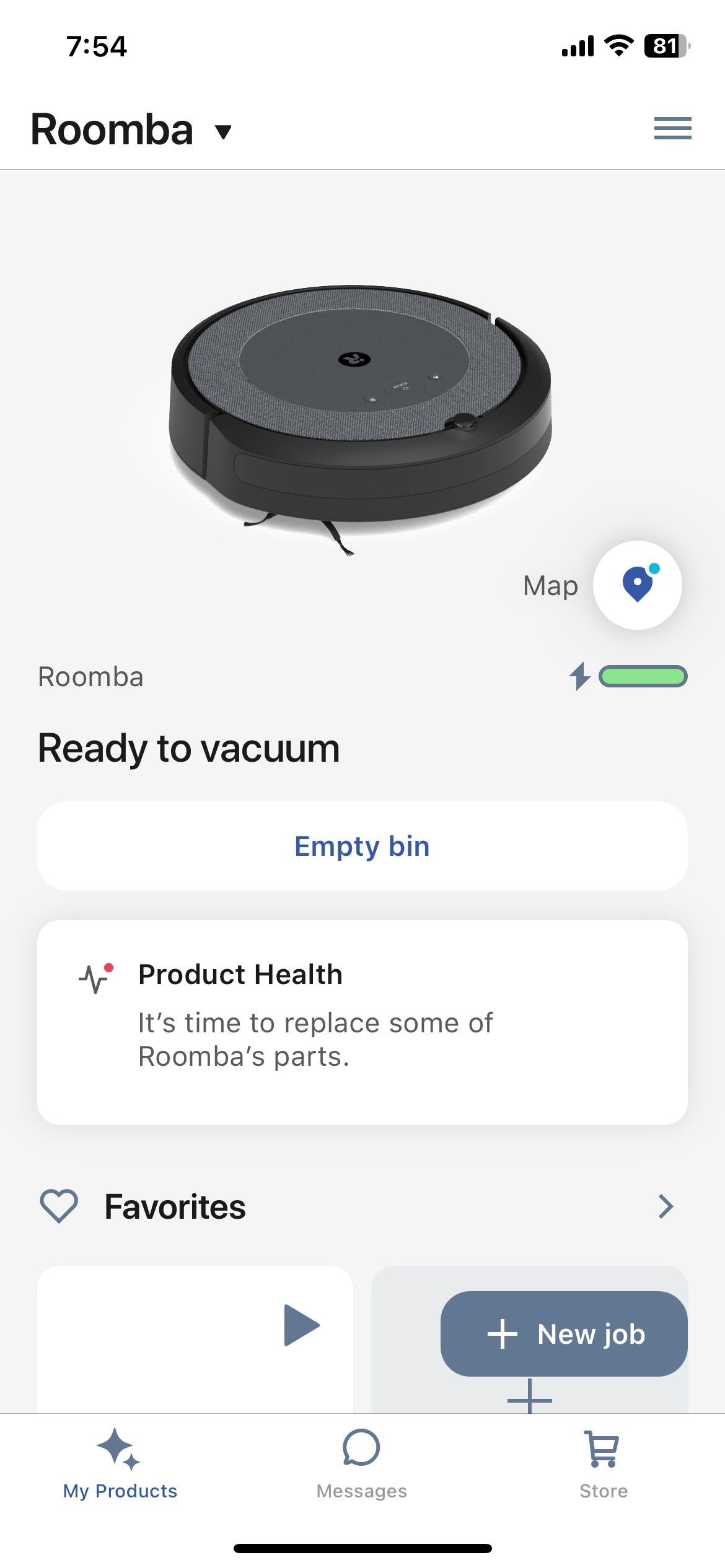 صفحه اصلی برنامه iRobot Roomba