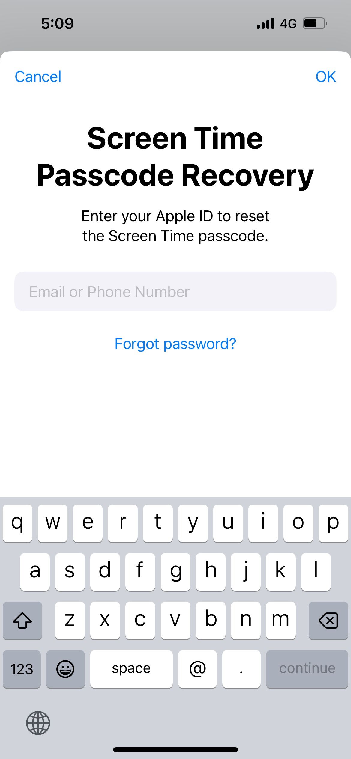 screen time passcode recovery on iphone