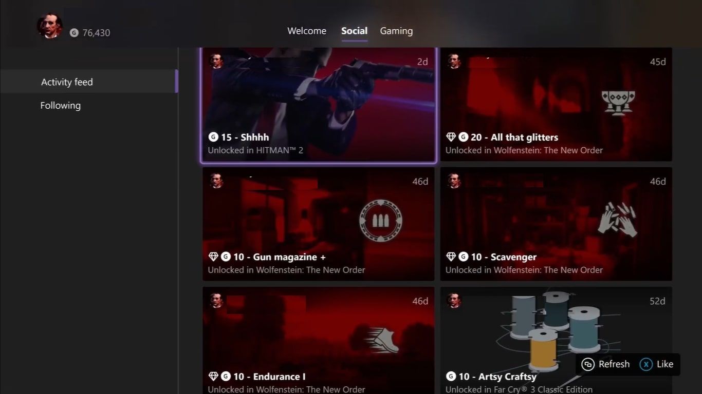 تصویری از فید فعالیت دوست Xbox در Xbox Series X