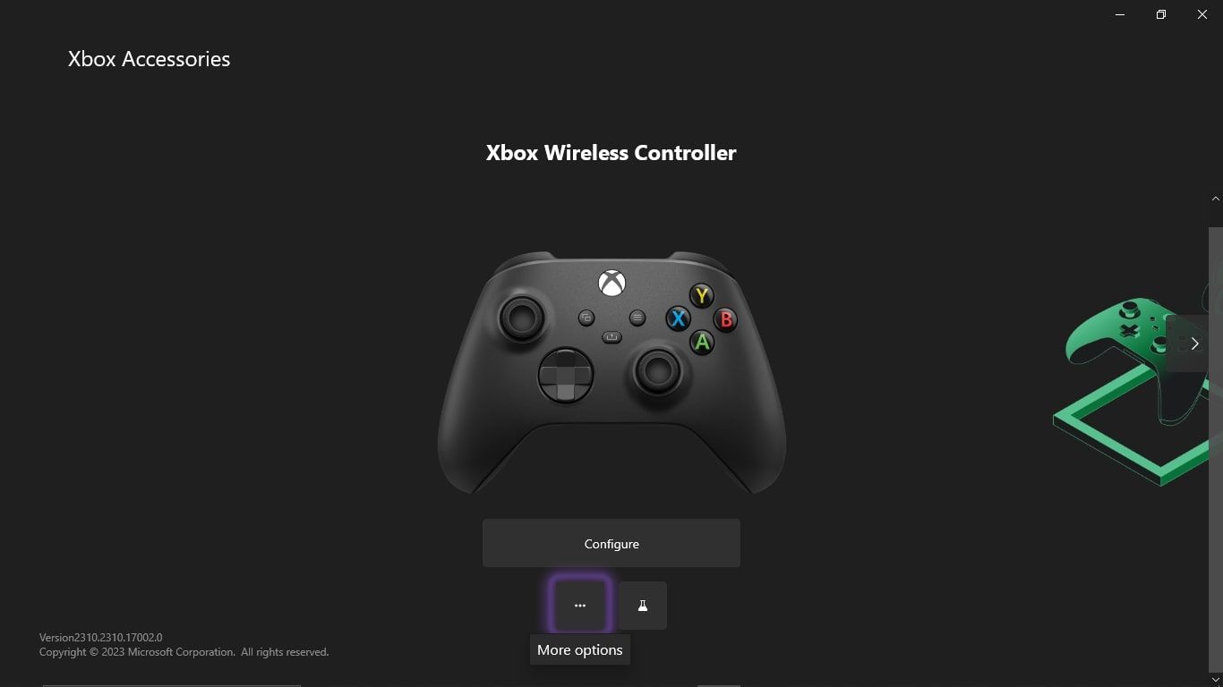 تصویری از صفحه اصلی برنامه Xbox Accessories
