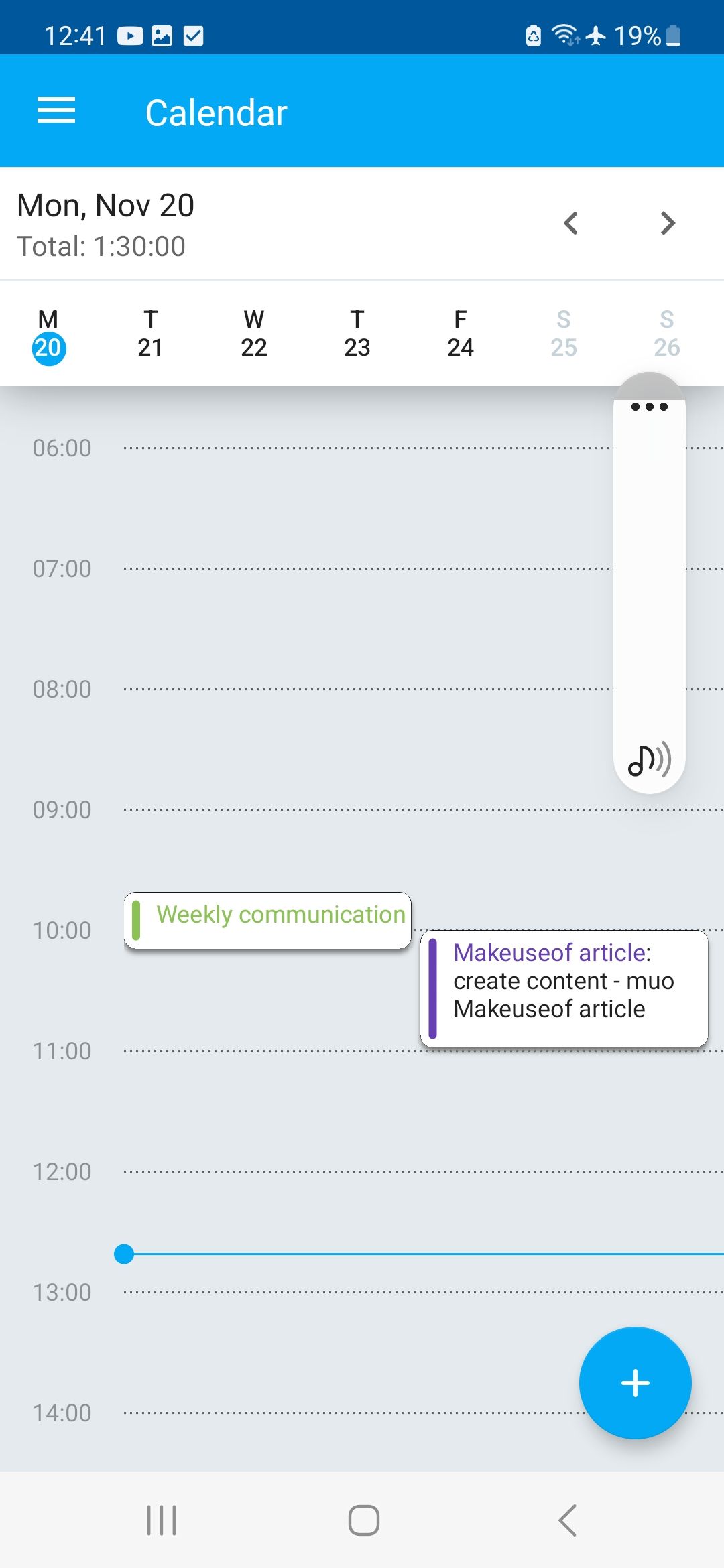 Screenshot of Clockify daily tasks