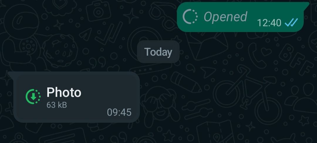 Screenshot showing unopened view once message