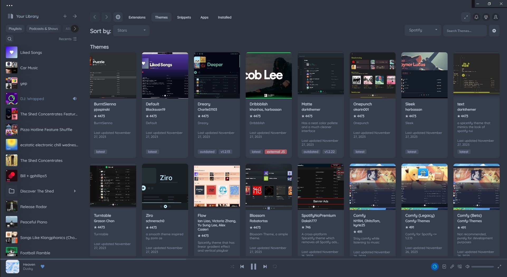 spotify themed with spicetify using nord theme