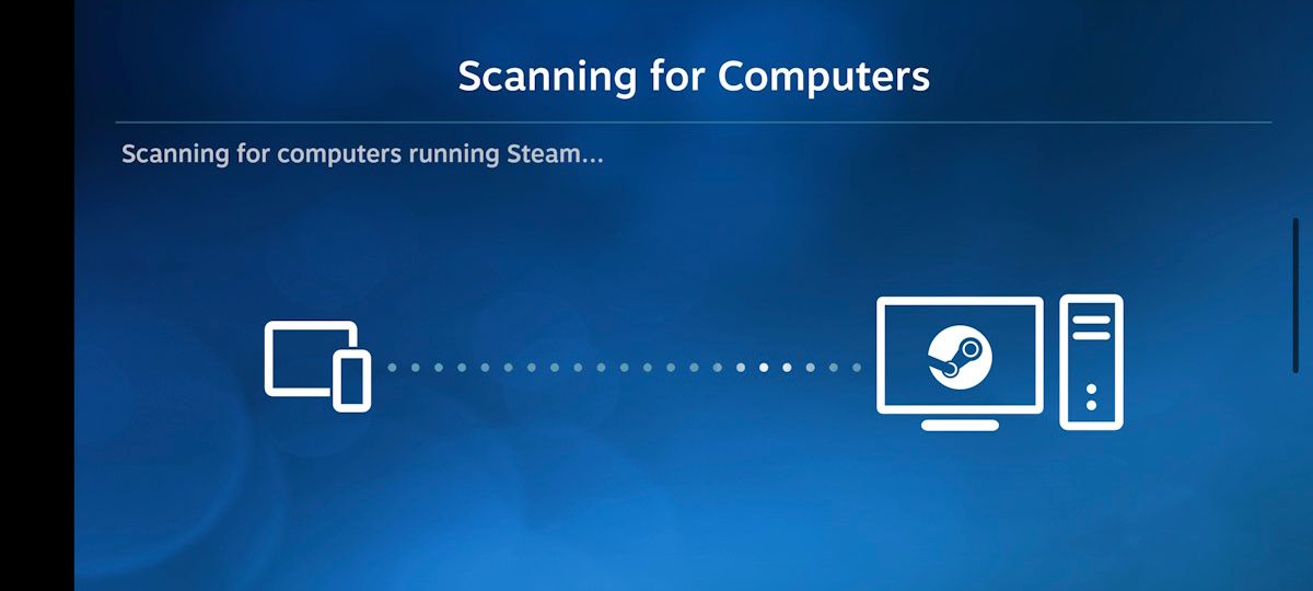 Scanning for computers in the Steam Link app
