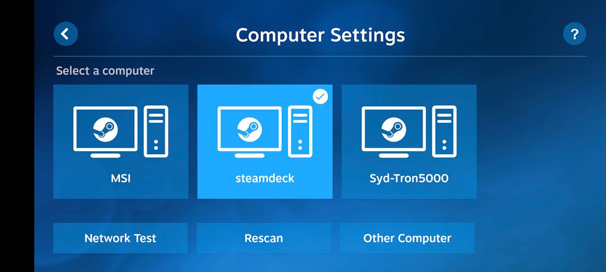 Choosing other computers to stream from in the Steam Link app