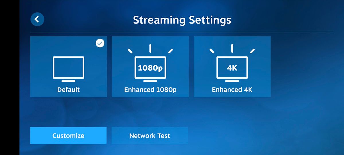 Streaming settings in the Steam Link app