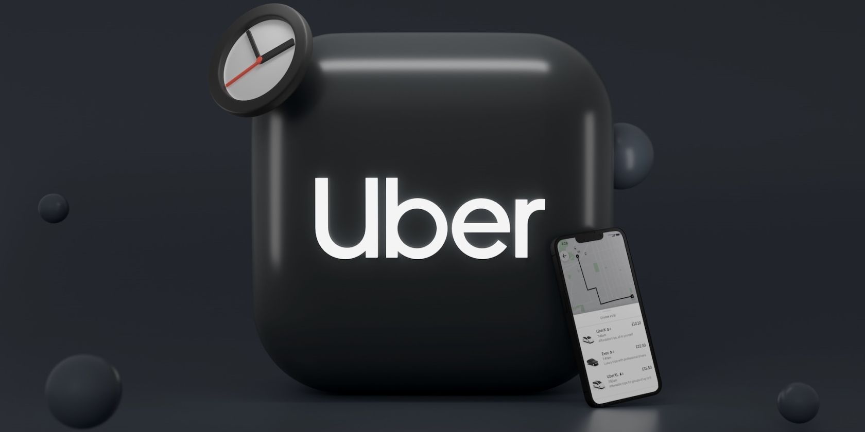Uber logo next to an iPhone