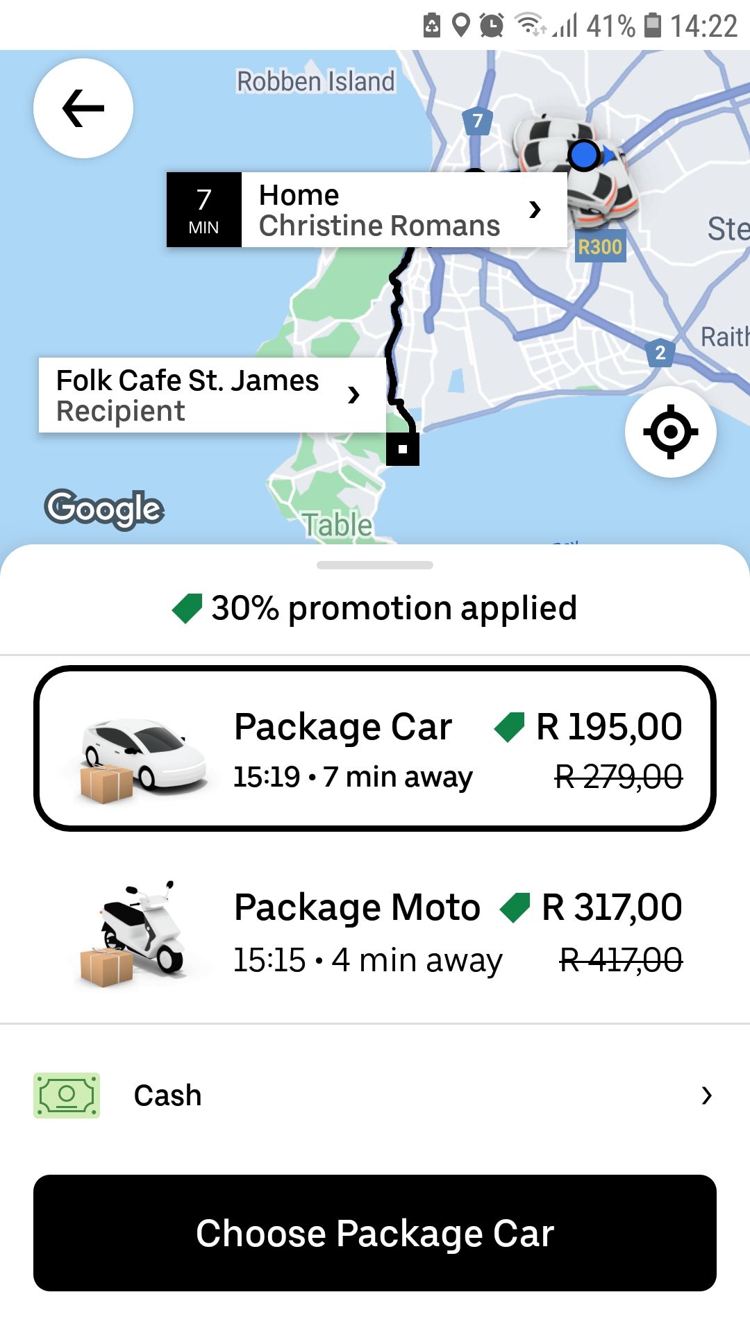 Мобилното приложение на Uber изберете пакетна кола