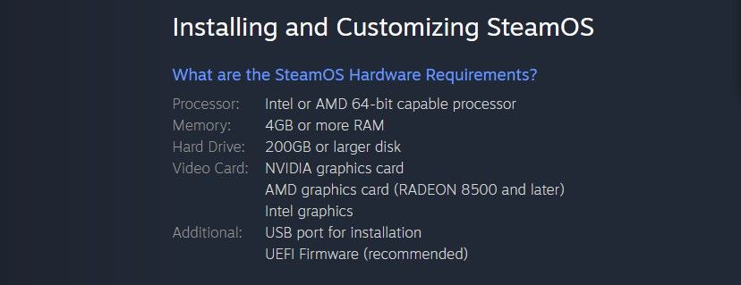 viewing the steam os brewmaster system requirements