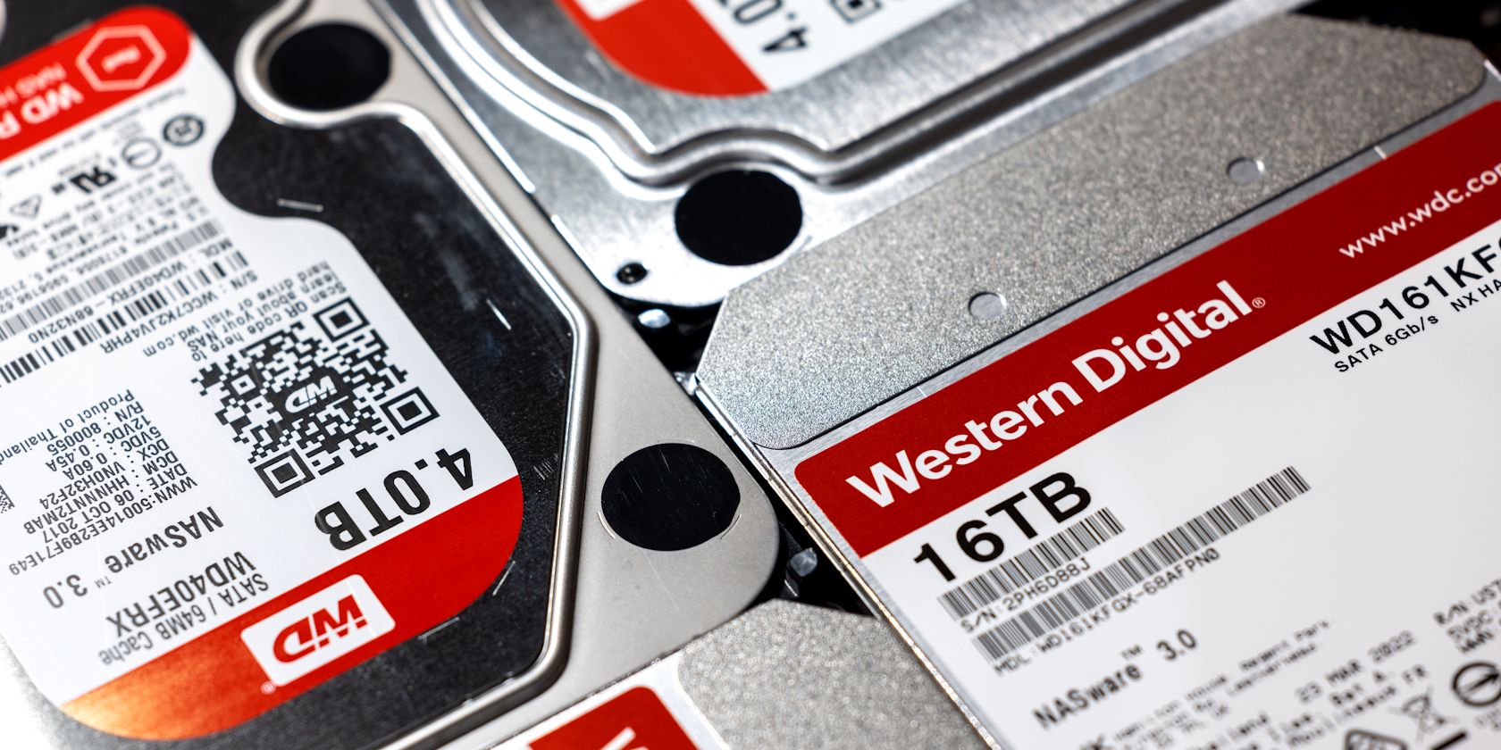 western digital nas drives with high capacities pushed together as a grid