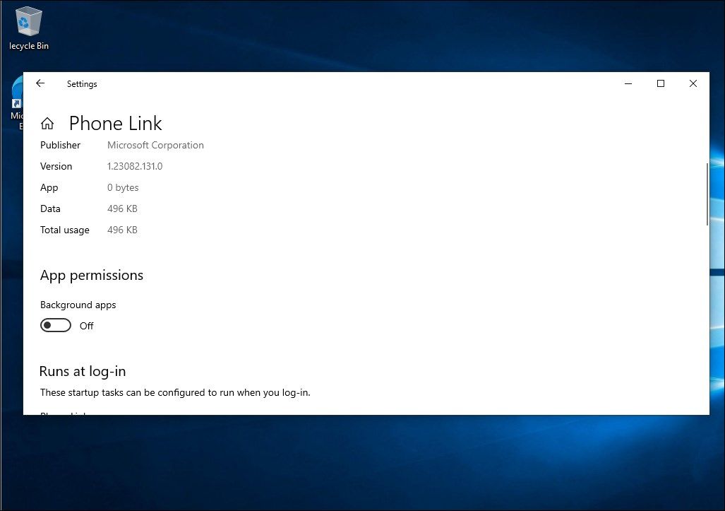 Windows 10 Отключает фоновое разрешение для телефонной ссылки