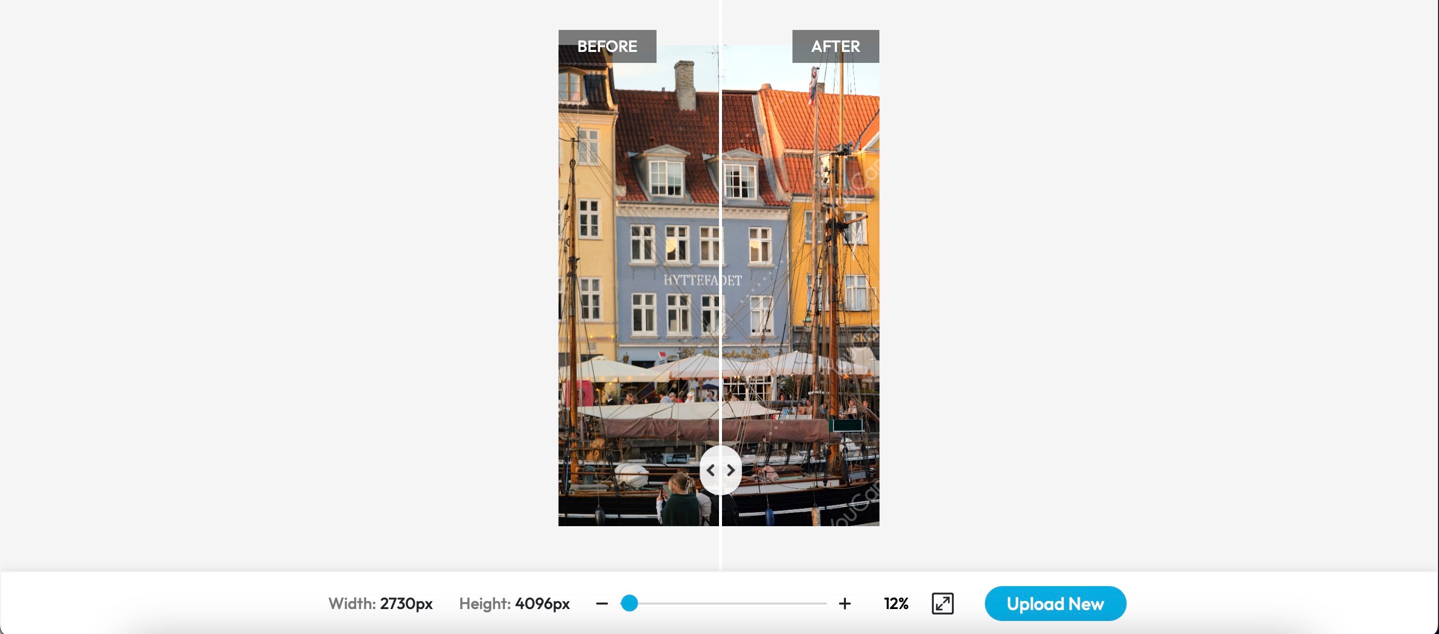The YouCam Photo Editing App's Interface Showing Before and After for a Picture