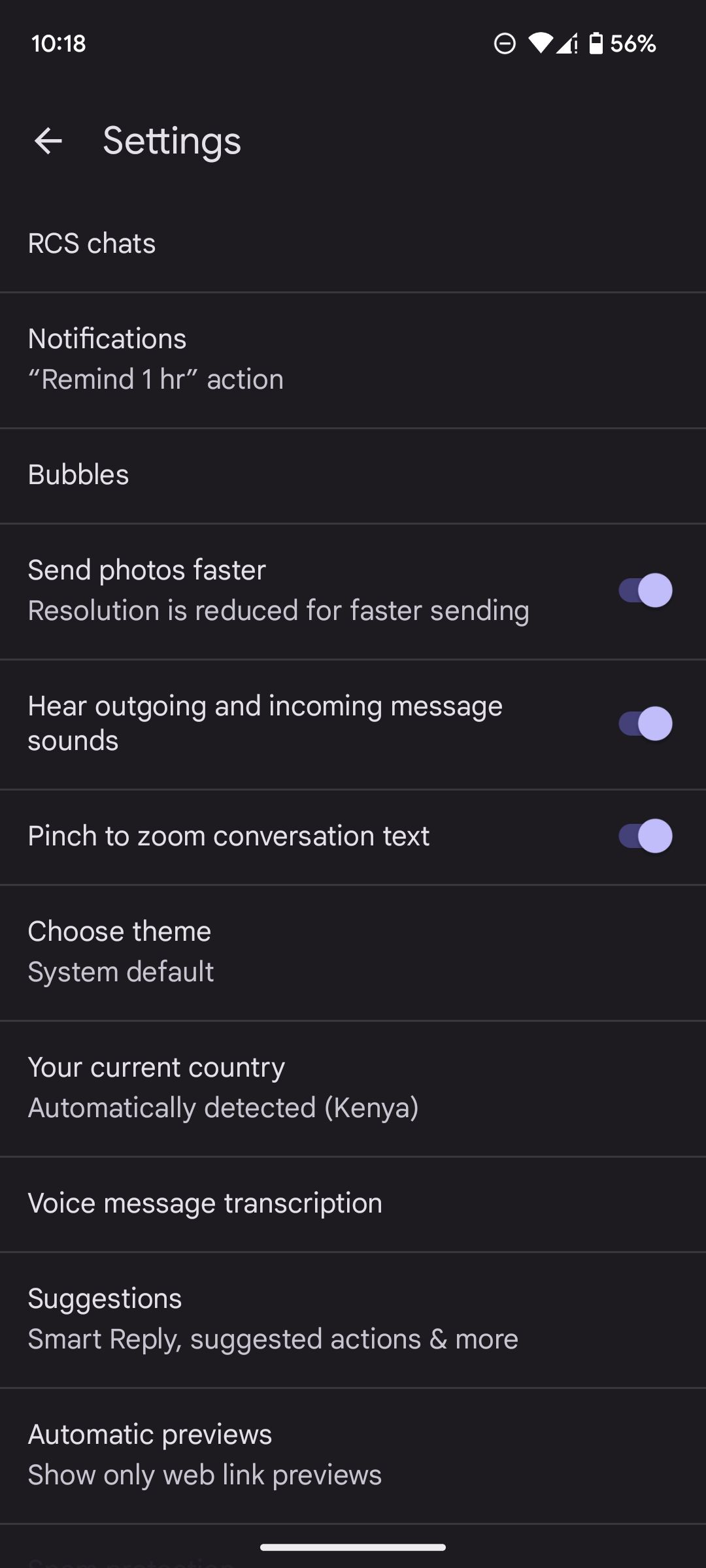 RCS chats option in Google Messages