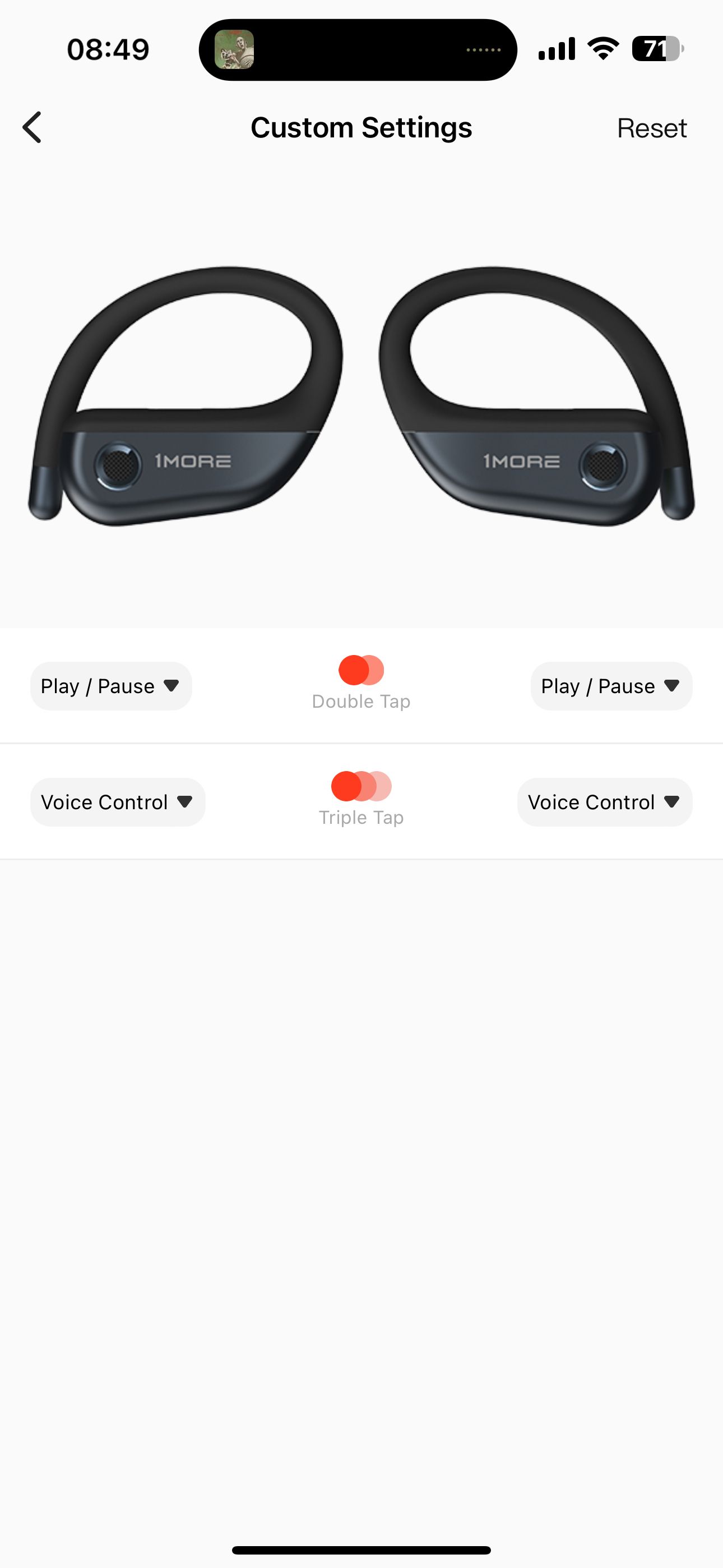 1More Music app screenshot-custom settings