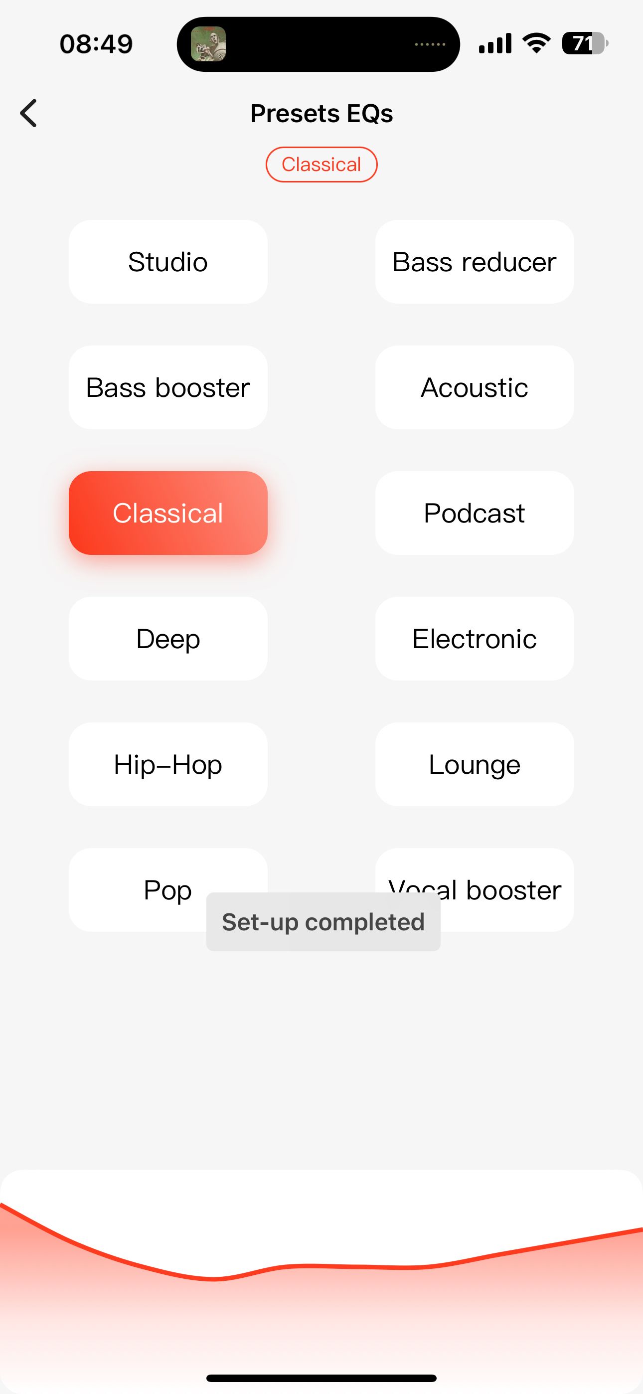 1More Music app screenshot-equalizer classical preset